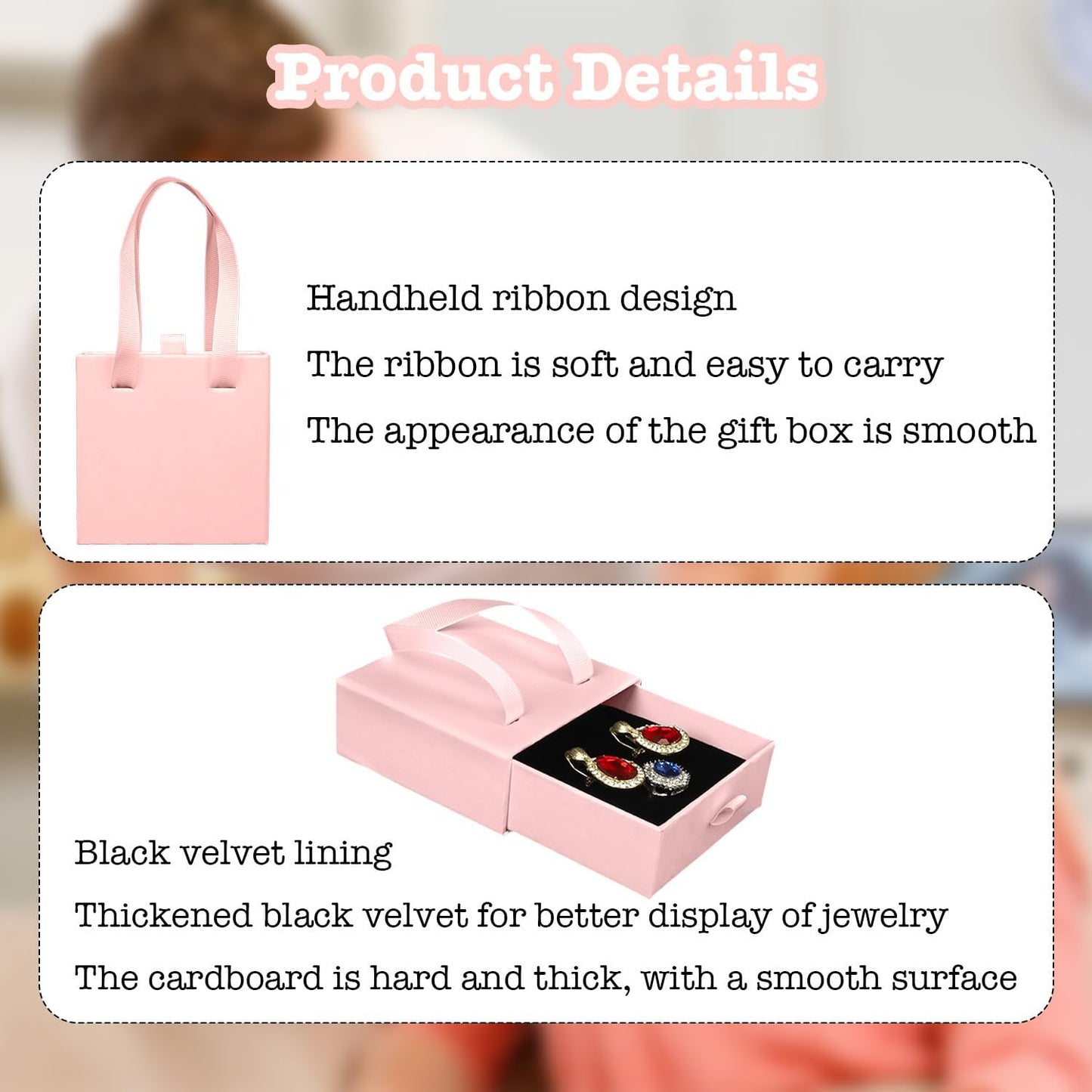 Small Jewelry Boxes, 12 Pack Jewelry Gift Boxes Drawer Jewelry Box Necklace Box, Jewelry Gift Box Necklace Gift Box For Earrings Rings Necklace Bracelet,4 x 4 x 1.7 Inches (Pink)
