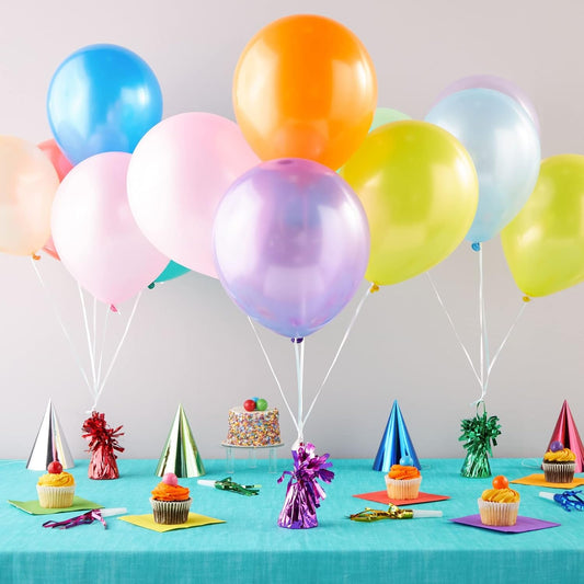 Juvale Balloon Weights Pack of 12-2.5 x 4.125 In Multicolor Foil - Reusable Helium Balloon Weights for Indoor & Outdoor Party Decor