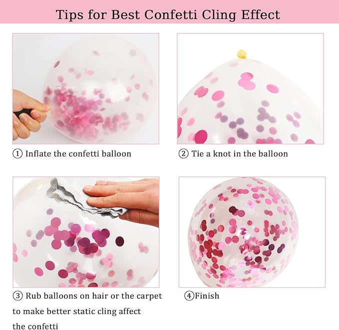 Pink Balloons, 60Pcs 12inch Metallic Pearly Matte Pink Confetti Balloons for Girl Women Birthday Decorations, Wedding, Christening, Baby Shower Party