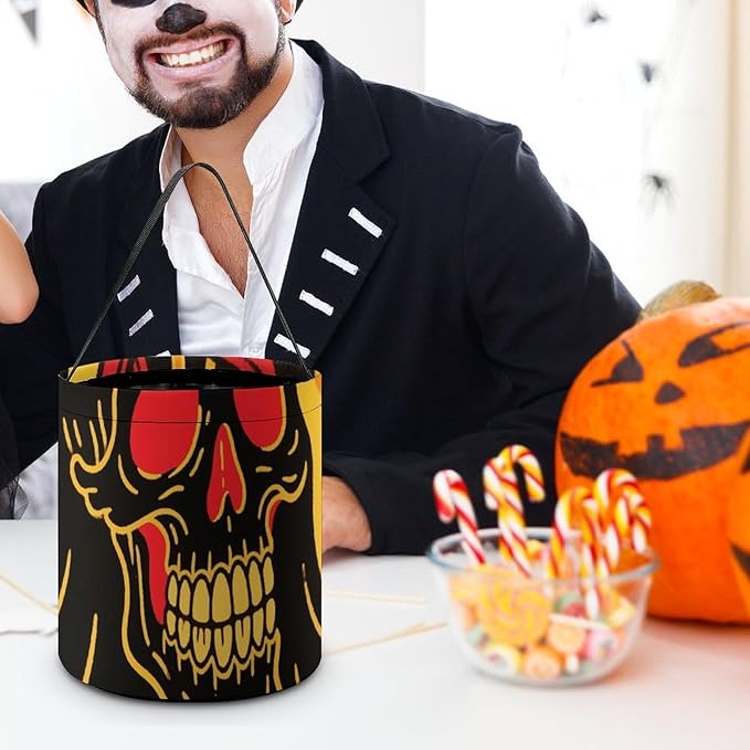 Halloween Candy Bucket - Ghost Skull Trick Or Treat Candy Bag, Gift Bag for Party Favor Supplies