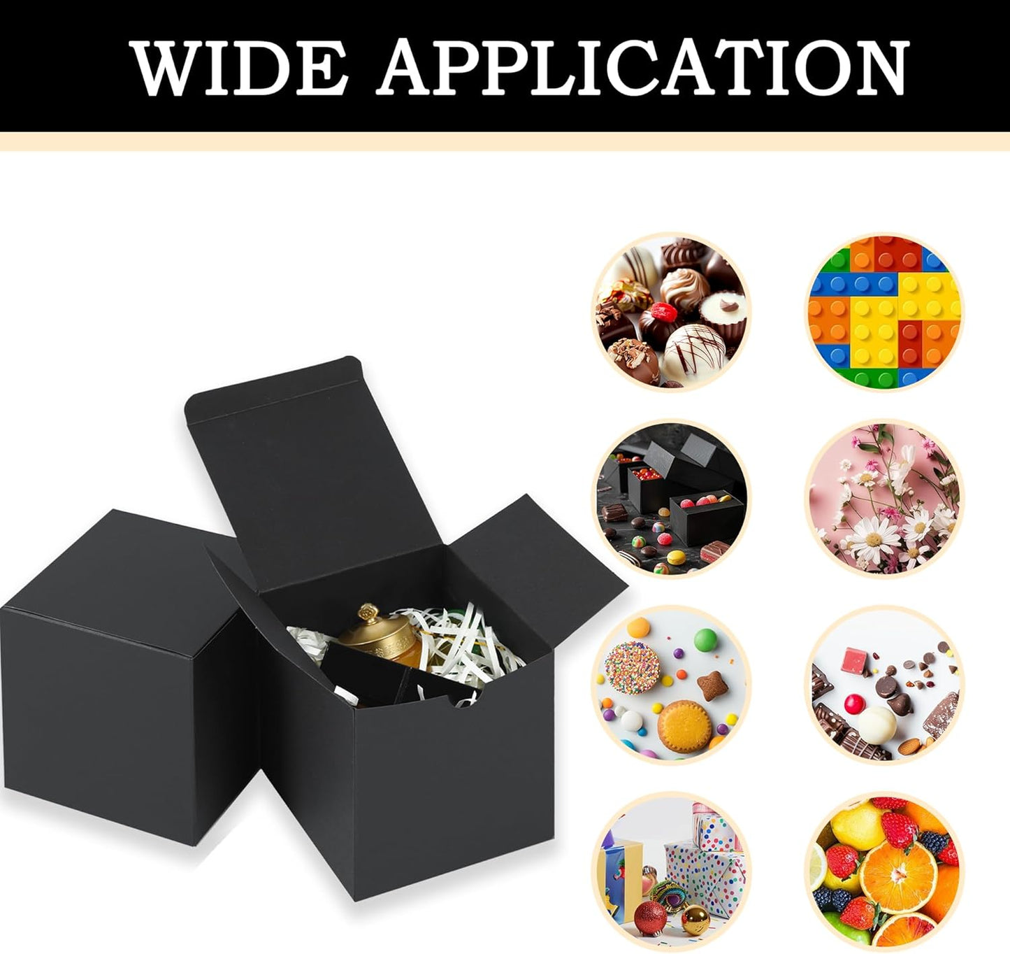 SHIPKEY 10 Pack Black Cardboard Gift Boxes with lids |4x4x4inch Square Boxes | Small Gift Boxes Suitable for Party, Wedding, Christmas, Holidays, Birthdays and All Other Occasions (10x10x10cm)