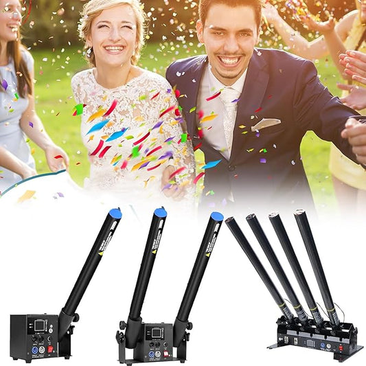 25PCS Confetti Cannon Wedding, Air Powered Party Popper Perfect, Party Streamers 80cm Electric Confetti Cannons - Compatible with Confetti Machine, for Graduation, New Years Red