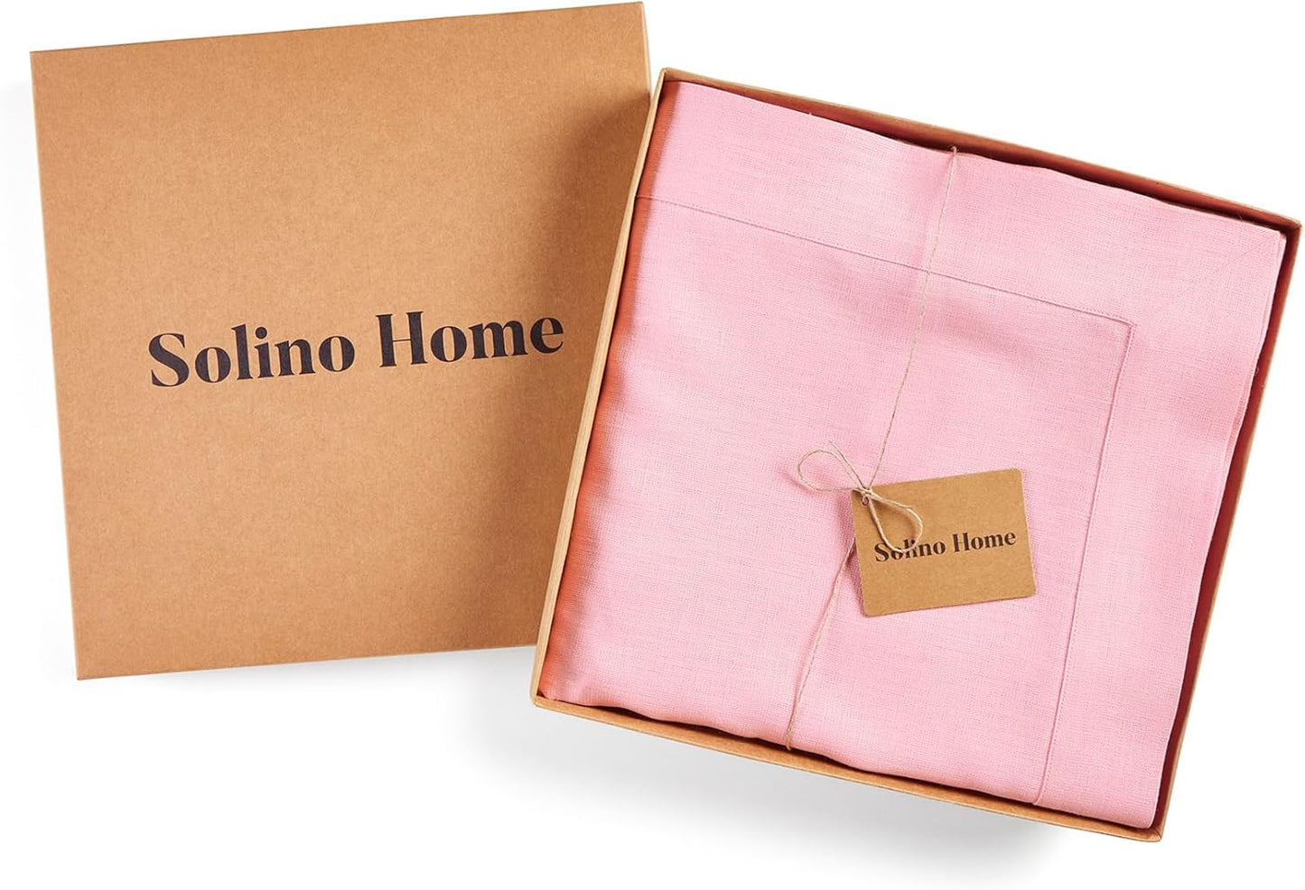 Solino Home Linen Tablecloth 60 x 108 Inch - 100% Pure Linen Pink Lemonade Table Cloth for Rectangle Tables - Fete, Machine Washable Tablecloth for Halloween