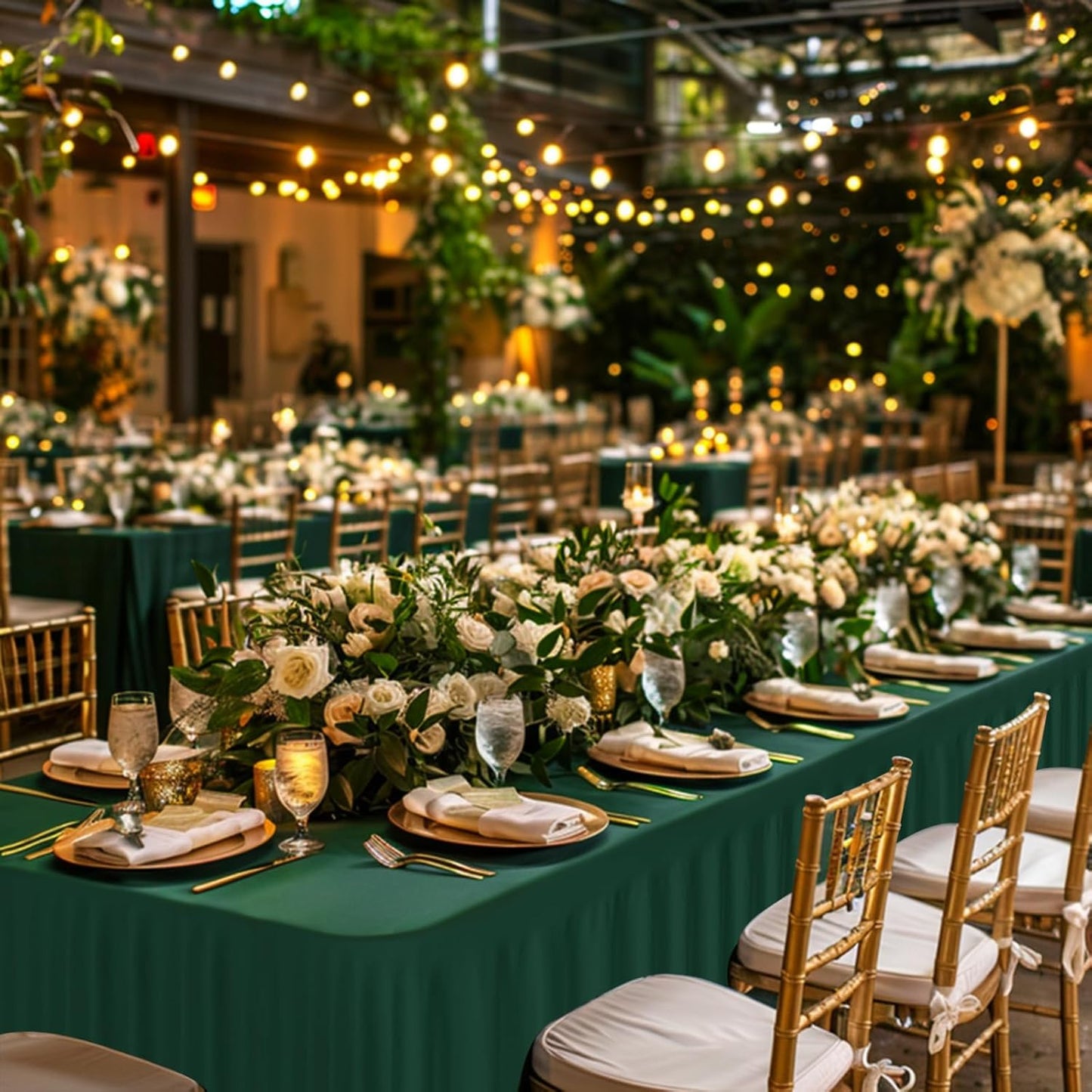 2 Pack Dark Green Spandex Tablecloths for 6FT Tables – Stretch Fitted Wrinkle-Free & Washable Table Covers – Reusable Rectangle Tablecloths for Wedding, Parties, Banquet, Buffet, and Events