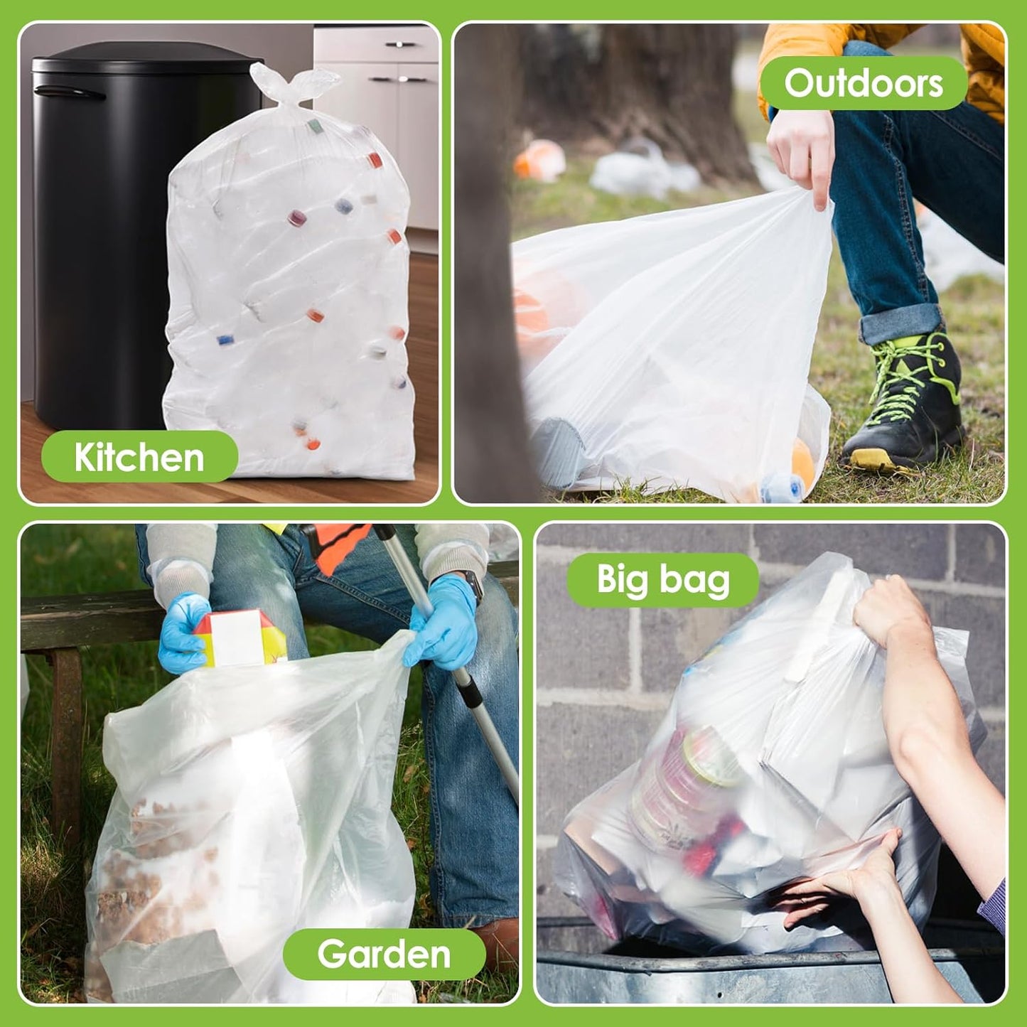 20-25 Gallon 120 Counts Tall Kitchen Trash Bags,Fit 16,18,20,21,23,25Gal,Garbage Bags by Teivio, Unscented,75 Liters Bin Liners, Plastic Bags for home,for Bathroom,Office,Industrial,Clear