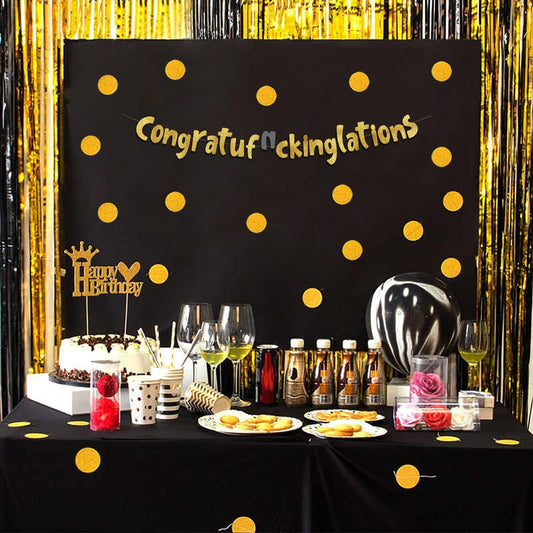 Congratulations Gold Glitter Banner - Retirement and Graduation Party Favors and Supplies - Promotion Party Decorations