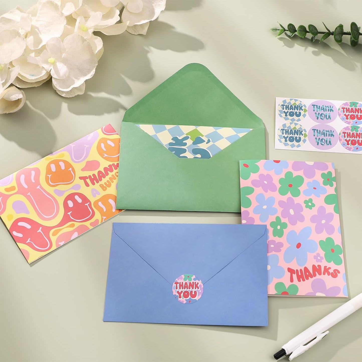 36 Pack Thank You Cards with Envelopes, 4x6 Inch Thank You Cards with Envelopes & Stickers, Cute Greeting Card for Birthday, Wedding, Baby Shower, Bridal Shower, Thanksgiving, Christmas