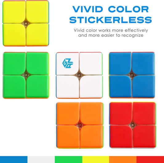 GAN 249 V2 2x2 Speed Cube, 2 by 2 Mini Magic Cube Puzzle Toy Gift for Kids Basic Learning, 49mm, Stickerless