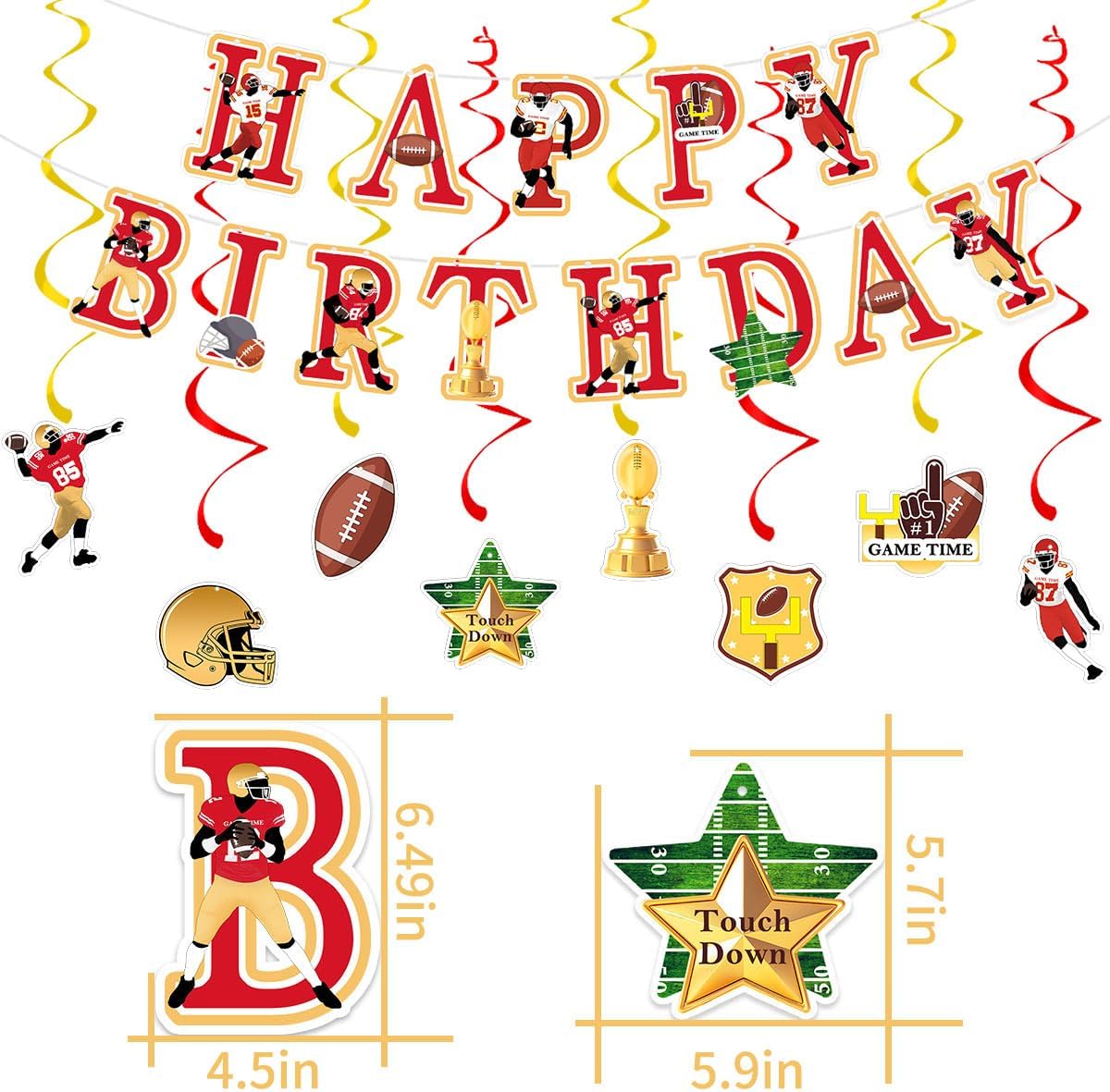 Football Birthday Party Decorations Football Birthday Banner with Super Bowl & Themed Party Supplies for Gameday Tailgate Decorations (Pre-Strung)