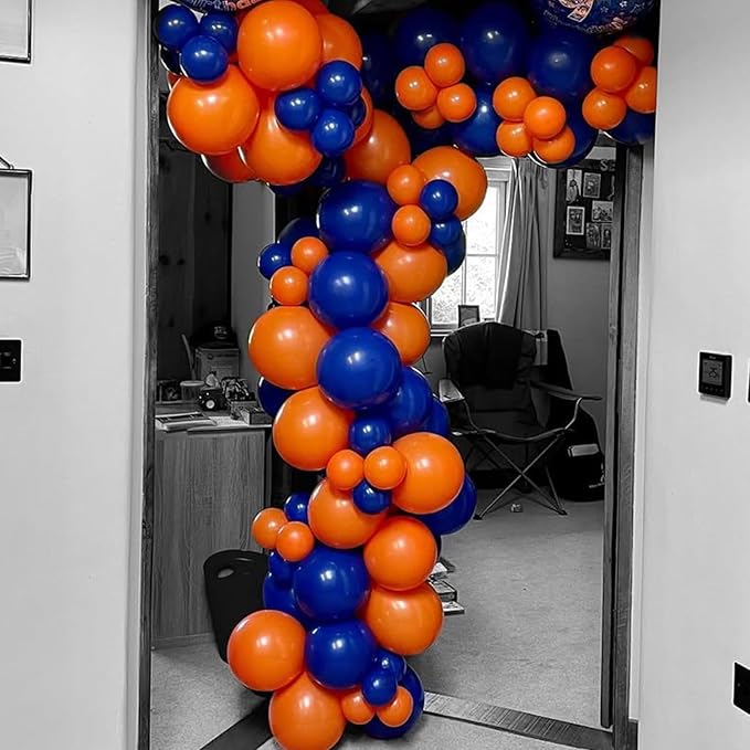 YMSZ Blue and Orange Balloons Arch Kit, 134pcs Royal Blue and Orange Balloons for Birthday, Graduation, Baby Shower Party Decorations