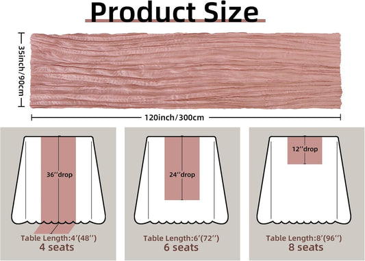 FEXIA Dusty Rose Pink Table Runner Cheesecloth for Valentines Day Decorations 35x120 Inches Spring Easter Table Runner for Wedding Decor Reception Bridal Shower Centerpiece Engagement Decoration