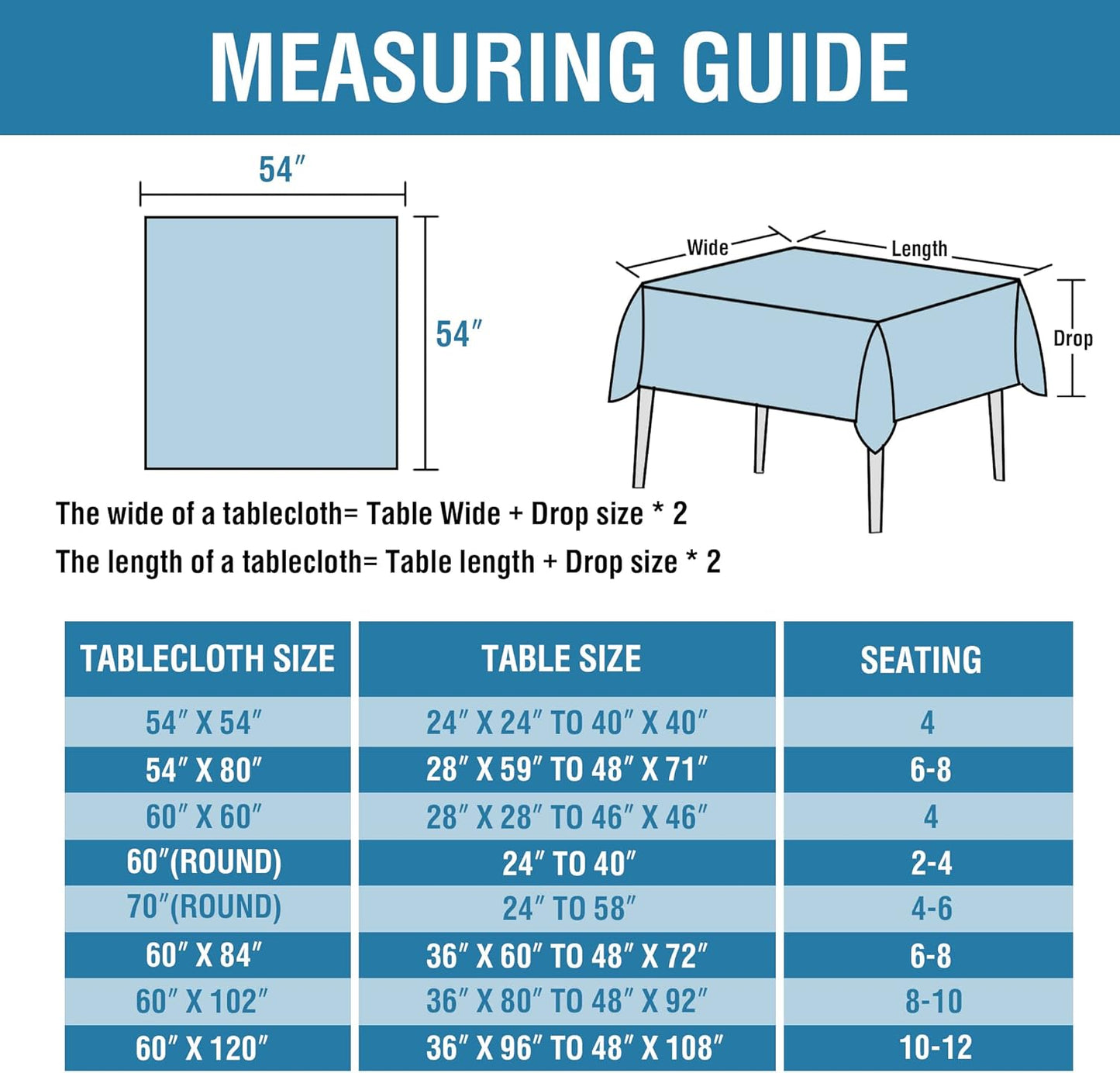 H.VERSAILTEX Table Cloths Square 54 x 54 Waterproof Premium Solid Table cloth Spill-Proof Table Cover for Party Dinner Table Feature Extra Soft and Thick Fabric Wrinkle Free, Ivory