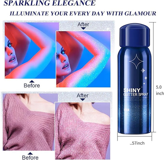 HANYWIL Body Glitter, Glitter Spray for Hair and Body, Spray, Hairspray Clothes, Long-Lasting Shimmer Suitable Stage, Festival Rave Makeup Prom 2.11 Fl Oz