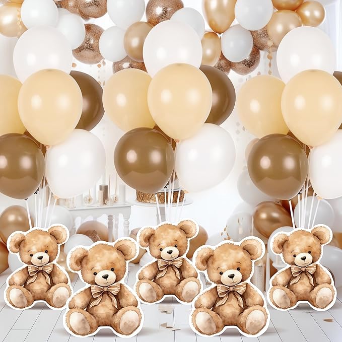 6 Sets Balloon Stand Kit for Table Bear Baby Shower Centerpieces with Balloon Baby Shower Decor for Bear Theme Gender Reveal Birthday Party Table Decorations Supplies
