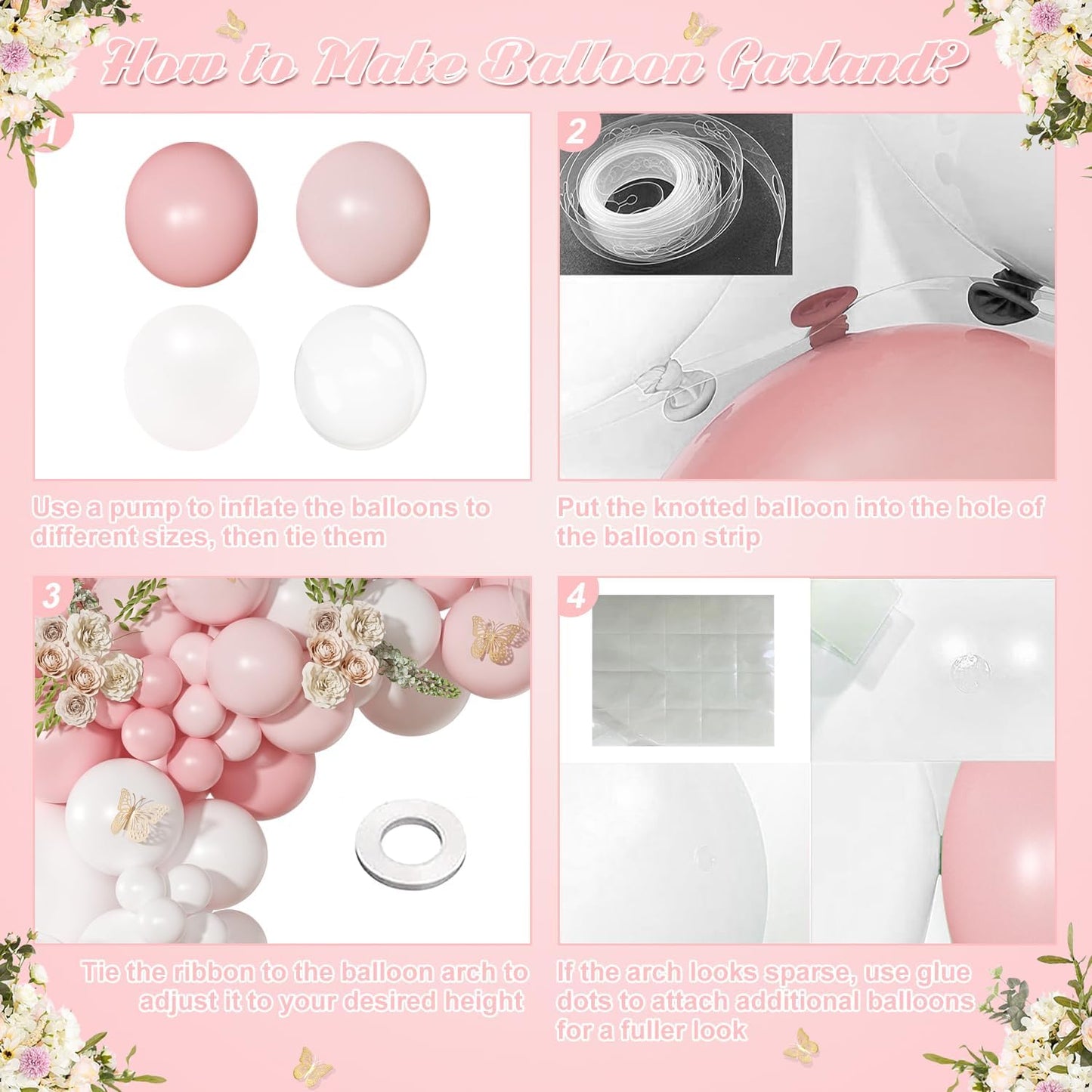 Light Pink Balloon Arch Kit, 126Pcs Baby Pink and White Balloon Garland Kit for Wedding Birthday Baby Shower Gender Reveal Bridal Shower Party Decorations
