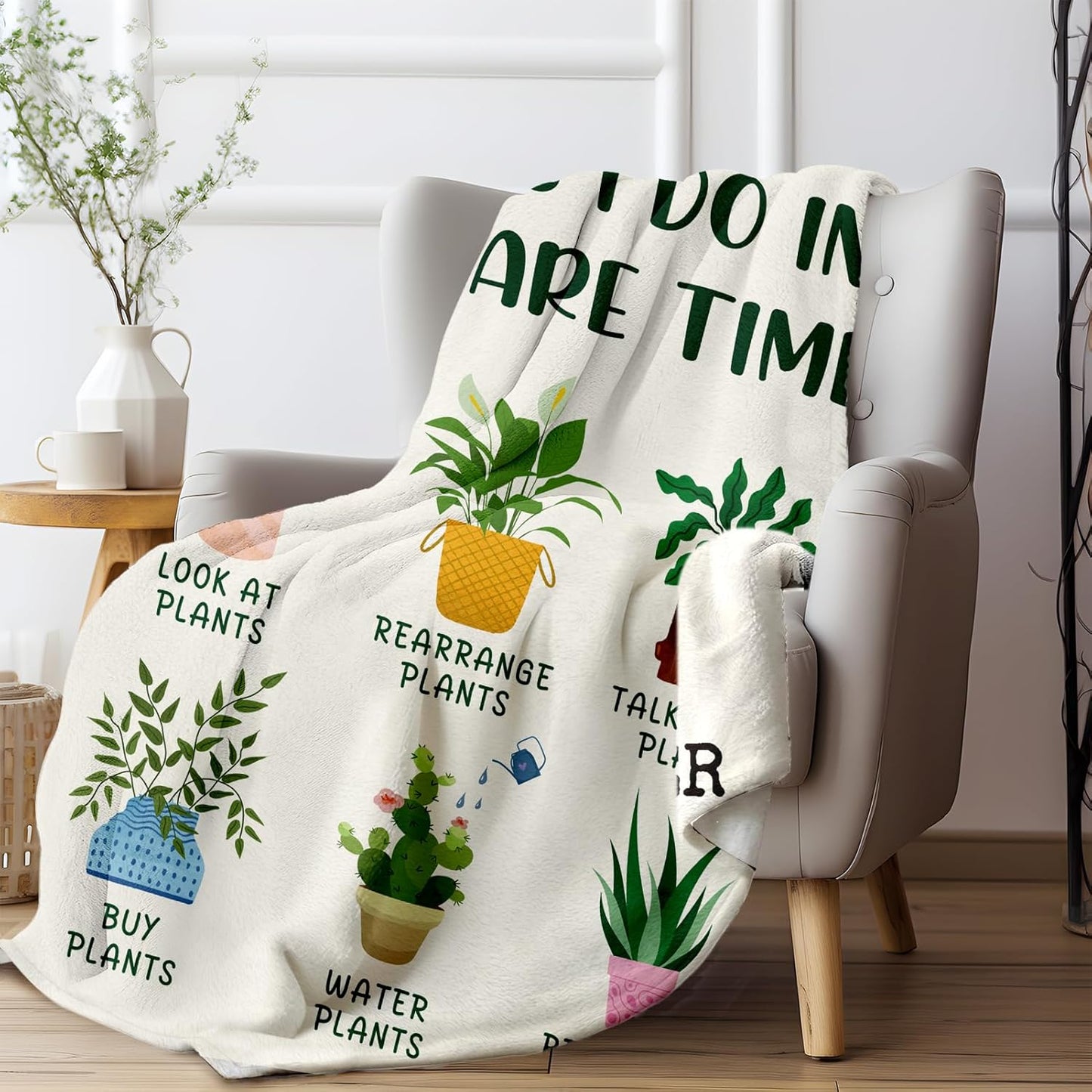 Plant Lover Gifts for Women Men, Gardening Gifts for Women Men Christmas, Flannel Soft Blanket Decor, Plant Lady Mom Gift Ideas, Gardener Gift for Birthday Mothers Day Christmas - 50x60 inches