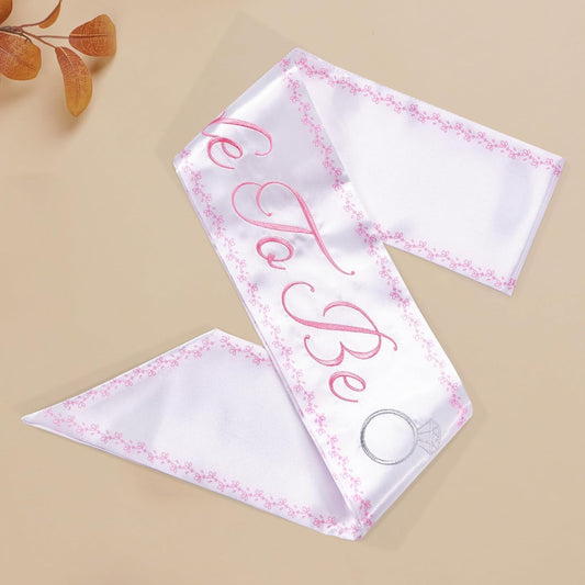 Embroidered Bride to Be Sash Double-Layer Satin Sash with Pink Trim Bridal Shower Hen Night Bachelorette Party Accessories