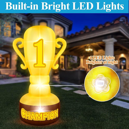 5.4FT Giant Inflatable Trophy Outdoor Decorations Blow up Trophy Decor Built in 4 LED Lights for Award Trophies Inflatable Decorations Large Trophies Supplies for Sports Competitions Party