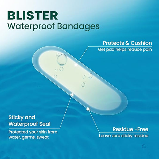 Gel Blister Hydrocolloid Bandages - Welnove 21ct Blister Cushions (Bunion Pack) - Blister Bandages for Heel, Toe & Foot - Blister Pads for Prevention & Recovery - Water Resistant