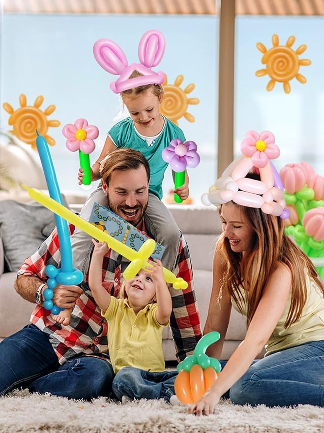 100 Pcs 260Q Balloons Kit with Pump - Kids Premium Latex Twisting Long Balloons to Make Animals Flowers, Pastel Color Party Balloons for Boys Girls Christmas Birthday Gifts Clowns Wedding Decoration
