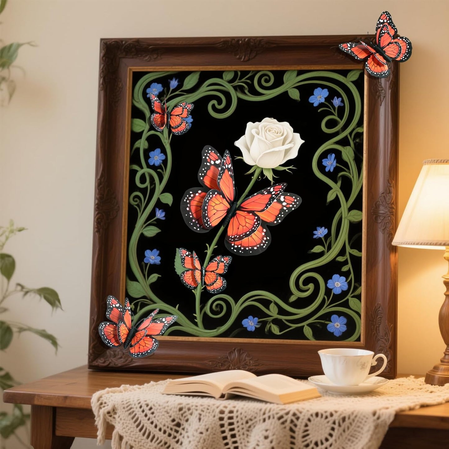 SAOROPEB 3D Butterfly Wall Decor, 48 Pcs Double Layer Butterfly Decorations for Party Decorations Locker Decor Refrigerator Decal, Reusable (Monarch)