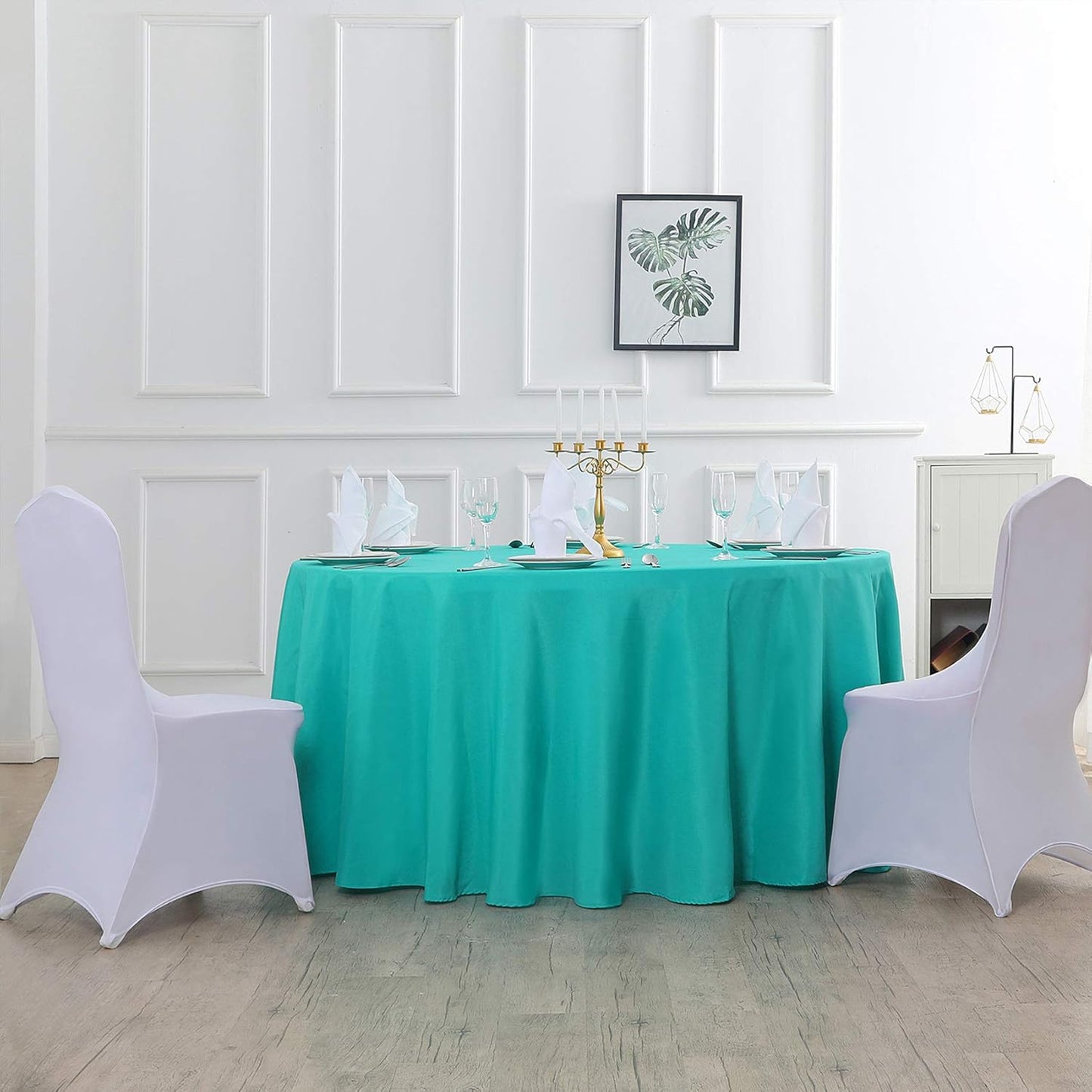 70 inch Round Tablecloth Washable Polyester Table Cloth Decorative Table Cover for Wedding Party Dining Banquet(70 inch,Turquoise)