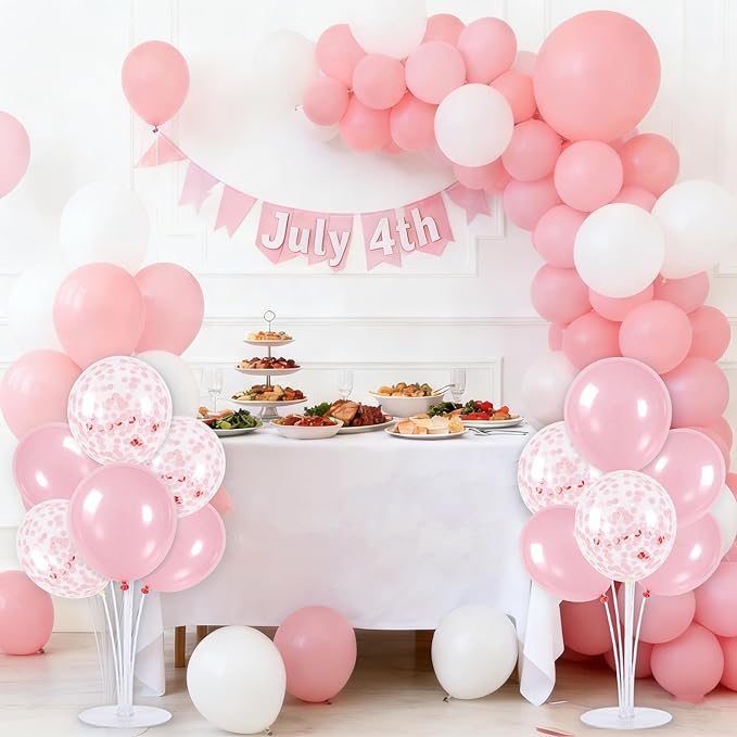 TONIFUL 4 Set Pink Balloon Centerpieces for Table,Balloon Stand Kit for Pink Party Decor Girl Birthday Decorations Anniversary Bribe Shower Baby Shower Graduation Decorations 2026