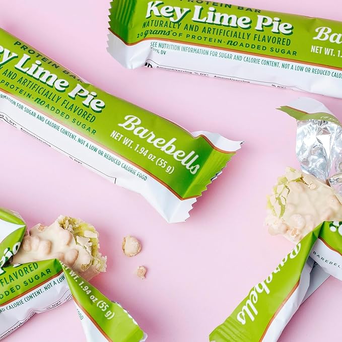 Barebells Protein Bars Key Lime Pie - 12 bars, 20g High Protein Treats - White Chocolate Nutrition Bar with 1g Total Sugars - On-The-Go Breakfast or Post-Workout Snack
