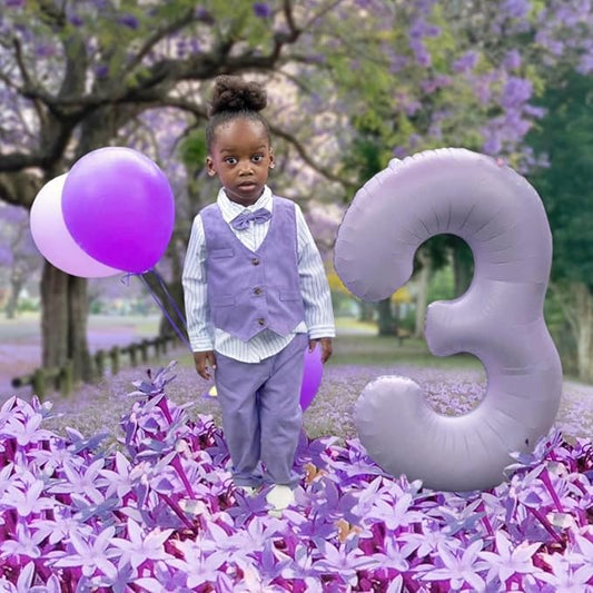 Numbers Balloon 3, 40 Inch Large Cream Purple Balloon for Three Year Old Birthday Decor, 3 13 30 31 Birthday Party Decorations for Wedding Supplies