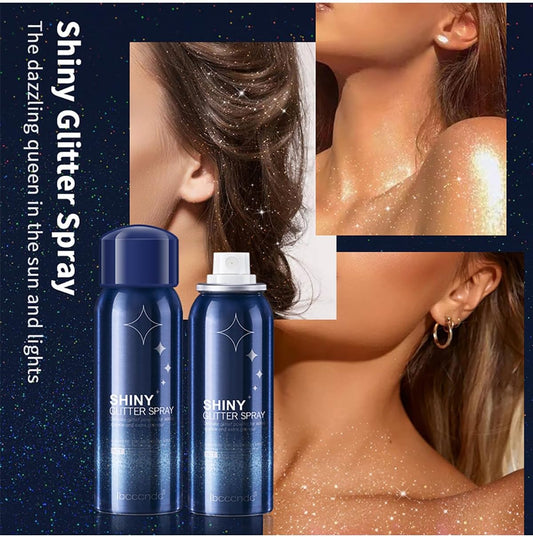 2 Pcs Body Glitter Spray, Perfect Long Lasting Quick Shiny Spray for Music Festival Stage Makeup and Festival Hair and Face Glitter Spray Highlighter Makeup. 
