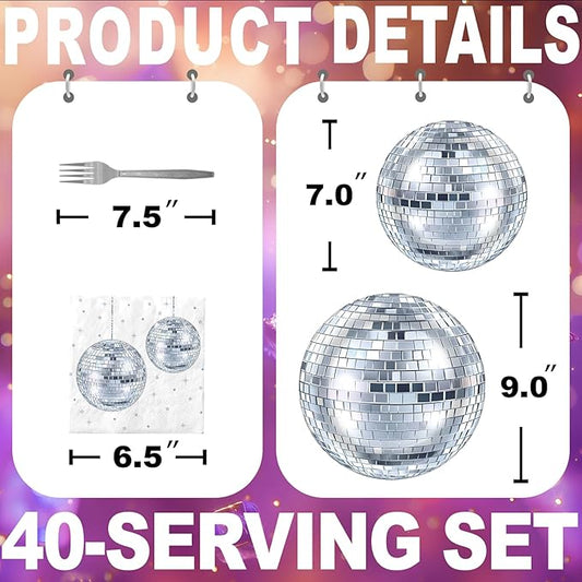 Disco Party Decorations - Disco Party Plates and Napkins for Kids Birthday Party, Serves 40 Guests