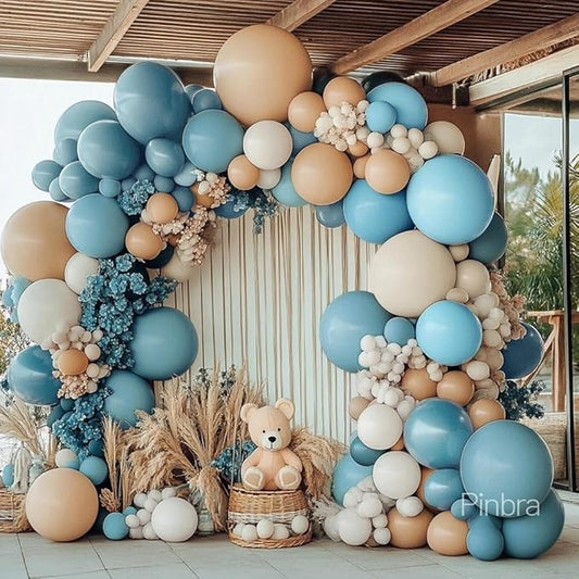 Dusty Blue Balloon Double Stuffed Slate Baby Blue Balloons Different Sizes 18/12/5 Inch Pastel Balloon Arch Kit for Birthday Baby Shower Gender Reveal Wedding Graduation Party Decorations