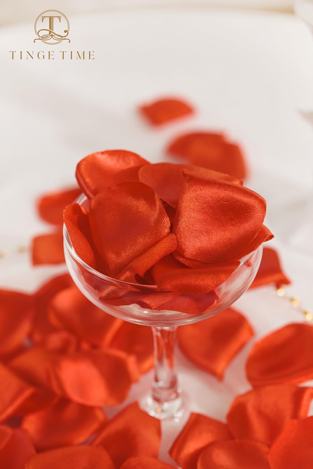 TINGE TIME 300pcs Silk Rose Petals Burnt Orange Heart Flower Petals for Wedding Flower Girl Basket Aisle Scatter Dinner Table Centerpieces Party Confetti Bridal Shower Romantic Night Decoration