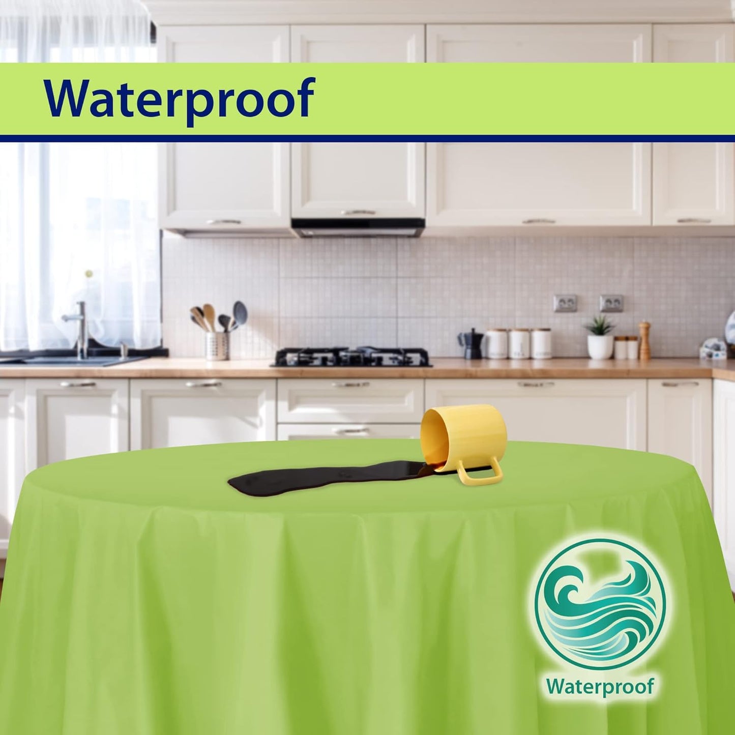 Lime Green Disposable Plastic Tablecloth for Round Tables (36 Pack) Table Cloths for Parties, Events & Weddings, Indoors & Outdoors, 84 inches, Plastic Table Cover
