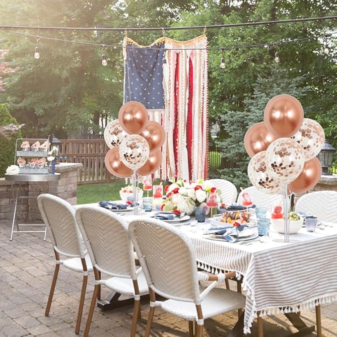 TONIFUL 4 Set Rose Gold Balloon Centerpiece for Table,Balloons Stand Kit for Bridal Shower,Wedding,Engagement,Baby Shower,Graduation,Anniversary,Mother's Day,Birthday Decorations for Women