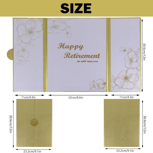 Large Retirement Card for Man Woman, Gold Happy Retirement Gifts - Guest Book Alternative, Happy Farewell Party Decorations Signature Board Book for Retired Party Decorations(Gold)