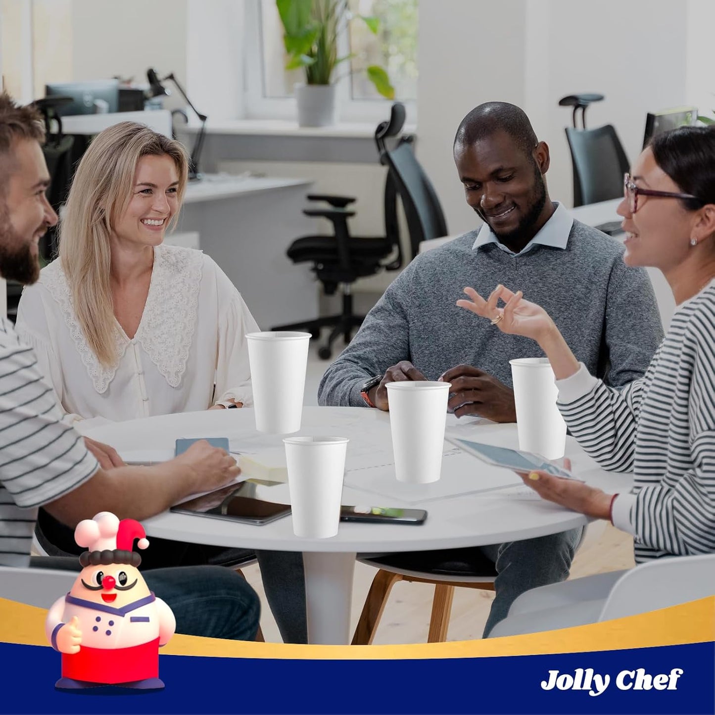JOLLY CHEF 1000 Pack Disposable Paper Coffee Cups 16 oz Hot Beverage Paper Cups Water, Ideal for Party, Office, Home, Travel and More (White)