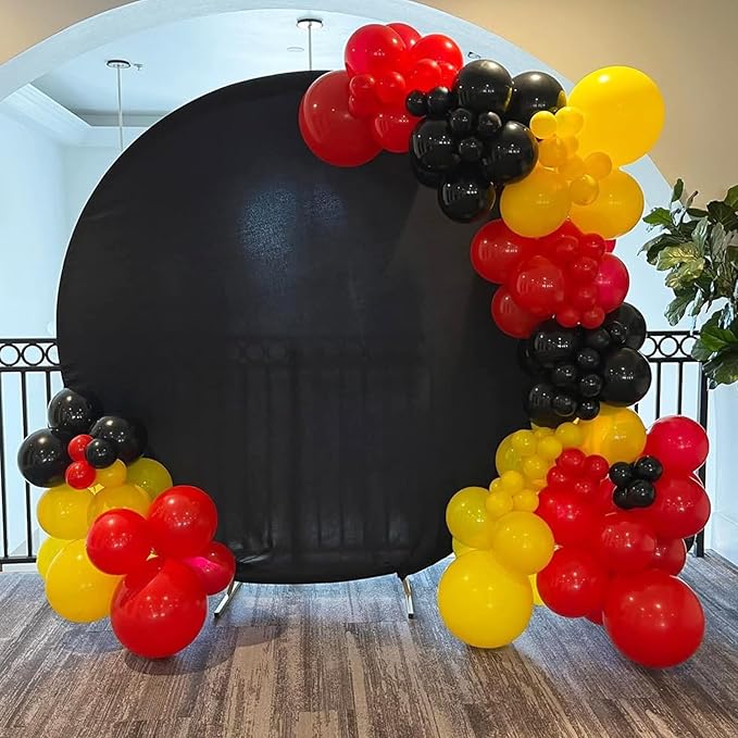 YMSZ Red Black Yellow Balloons Arch Kit, 134Pcs Red and Yellow Latex Balloons for Birthday, Baby Shower, Graduation Party Decorations