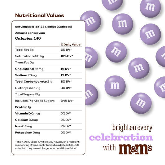 M&M’S WORLD M&M’S Light Purple Milk Chocolate Candy - 5lbs Resealable Purple Candy Pack for Easter, Mother's Day, Graduations, Birthday Parties, Weddings, Celebrations, Birthday Decor, and more