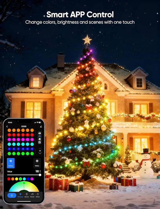 APPECK Christmas String Lights,134 FT 400 LED Outdoor String Lights, 111 Scene Modes Smart RGBW Color Changing Fairy Lights with App Controlled, Decorations String Light for Indoor, Outdoor Tree Decor