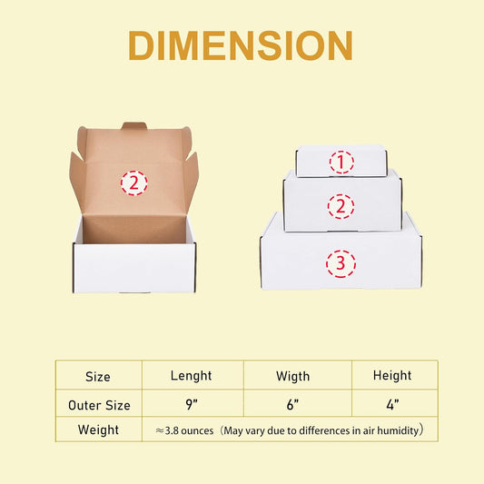 9x6x4 Inches Shipping Boxes Set of 15,White Corrugated Cardboard Box Literature Mailer for Small Business, Literature Mailer Box Packaging Supplies