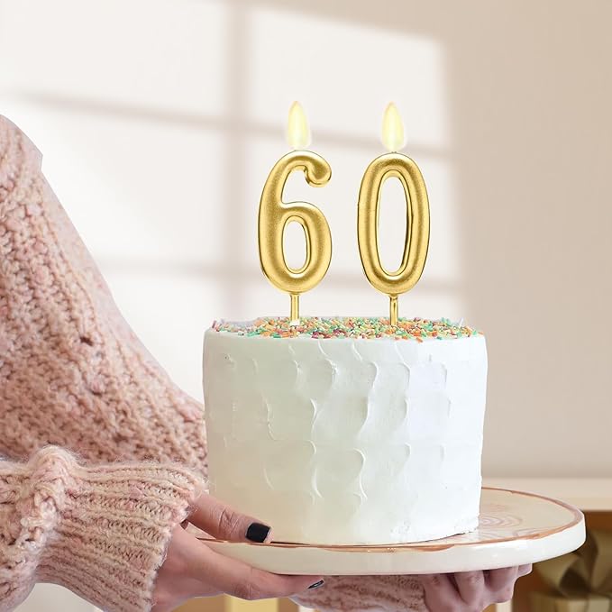 60th Birthday Decorations for Women Gold with Sash and Tiara, Gold Number Candles, 60th Birthday Gifts for Women
