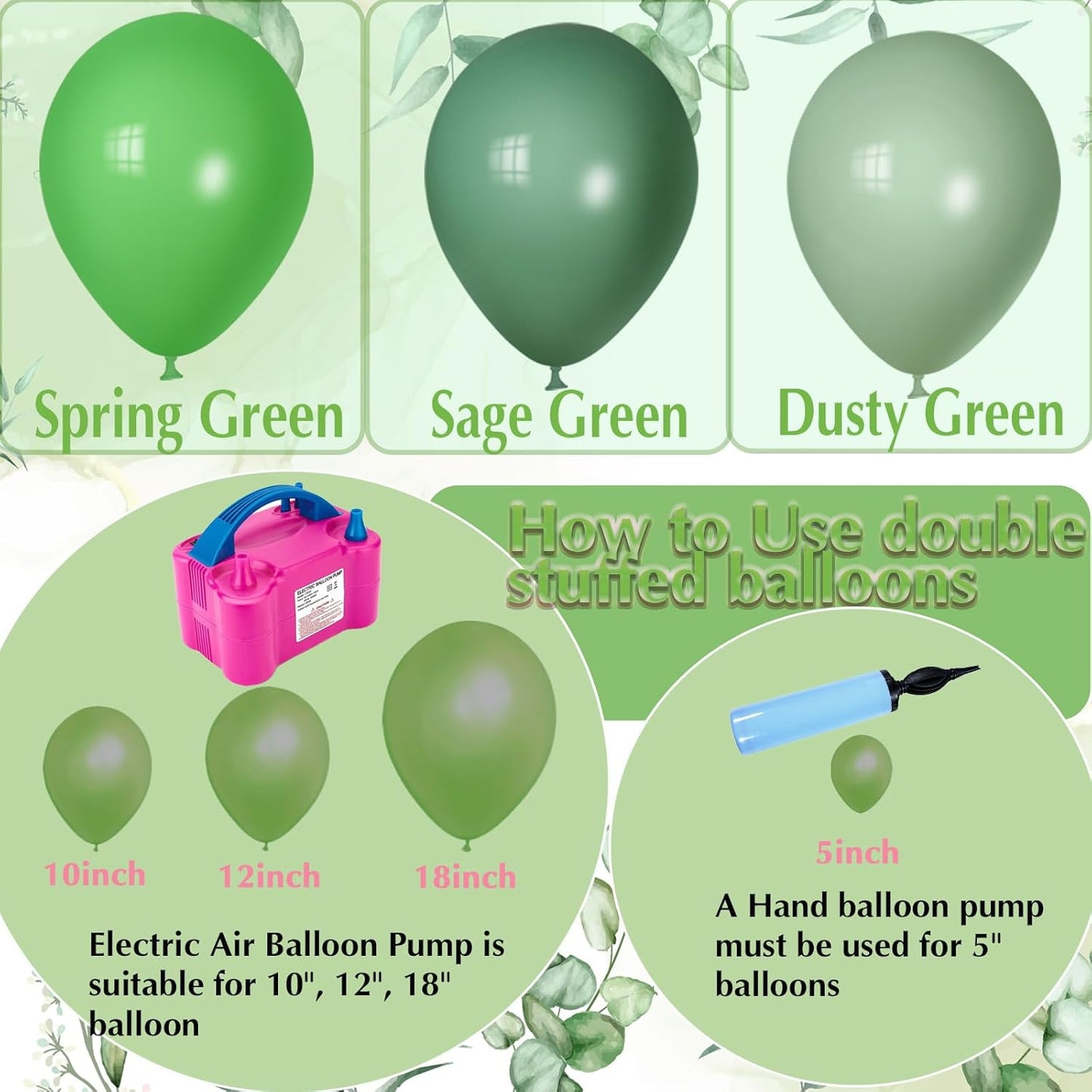 Green Balloons Different Sizes 18 12 10 5 Inches, Scmdoti Spring Green Balloons, Greens Balloon Garland Arch for Spring Party Birthday Baby Shower Bridal Shower Wedding Decorations(SpringGreen)