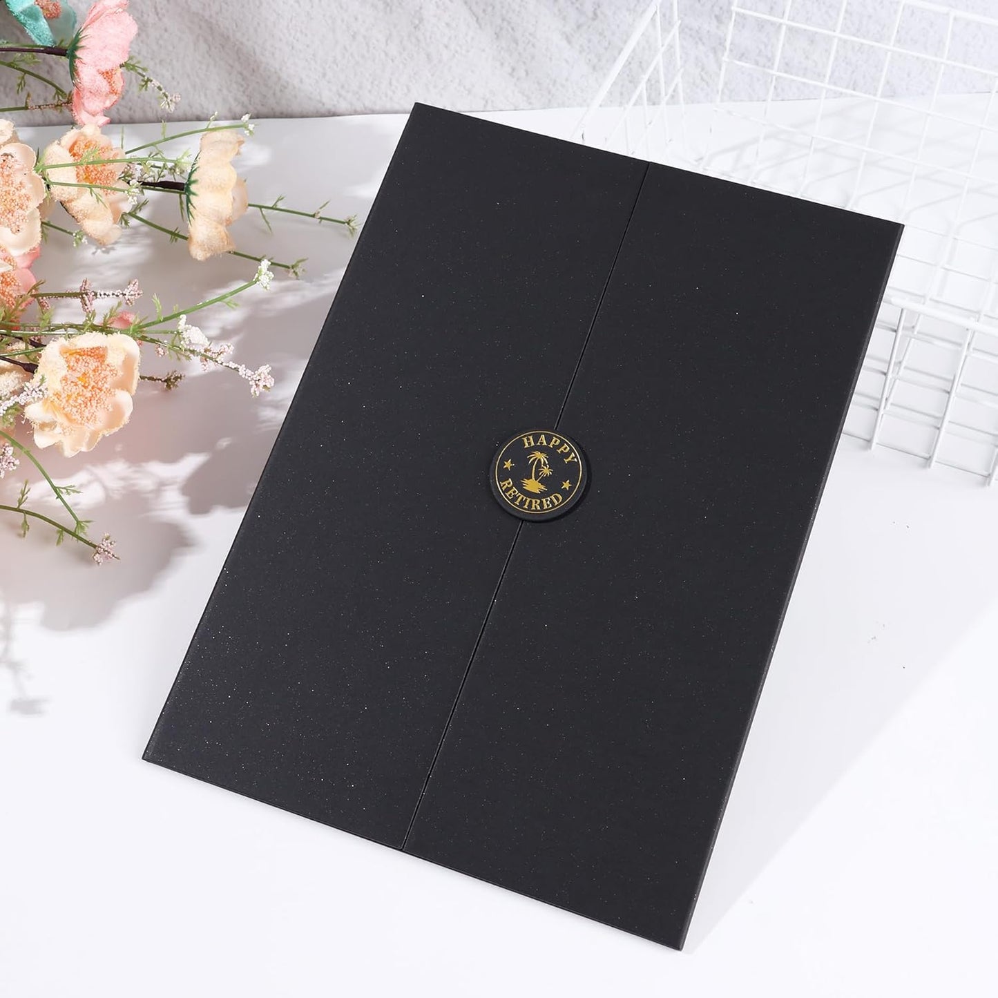 Retirement Party Decorations Large Retird Card Signing Black Gold Happy Retirement Guest Book Creative retirement Card for Men Women