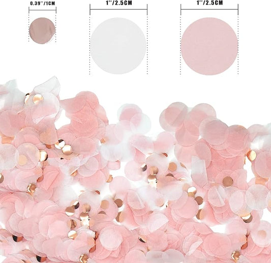 Round Tissue Confetti Glitter,Rose Gold Pink White Paper Tissue Confetti Dots for Wedding Birthday Party Decorations,1.76oz