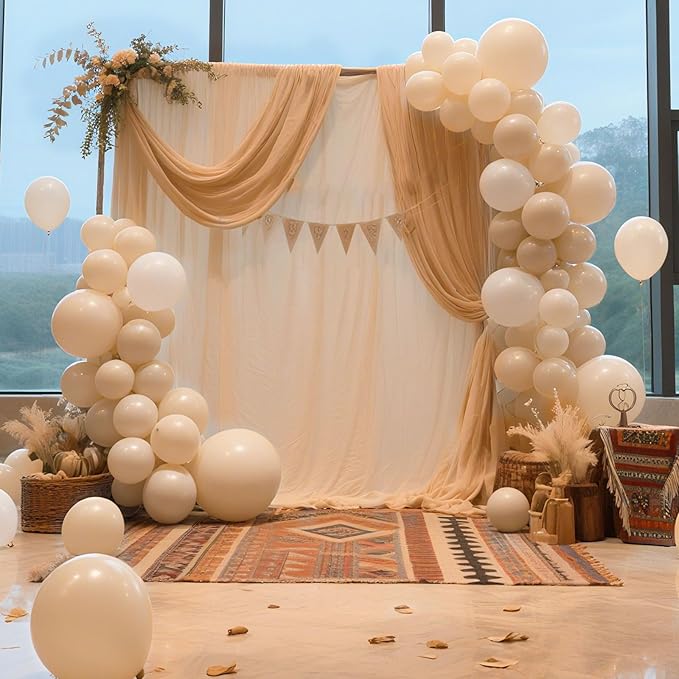Extra Large White Sand Balloons 36 Inch - 10Pcs Jumbo Cream Round Latex Balloon for Anniversary, Birthday, Christmas, Wedding, Bridal Shower, Gender Reveal, Baby Shower Party Decorations