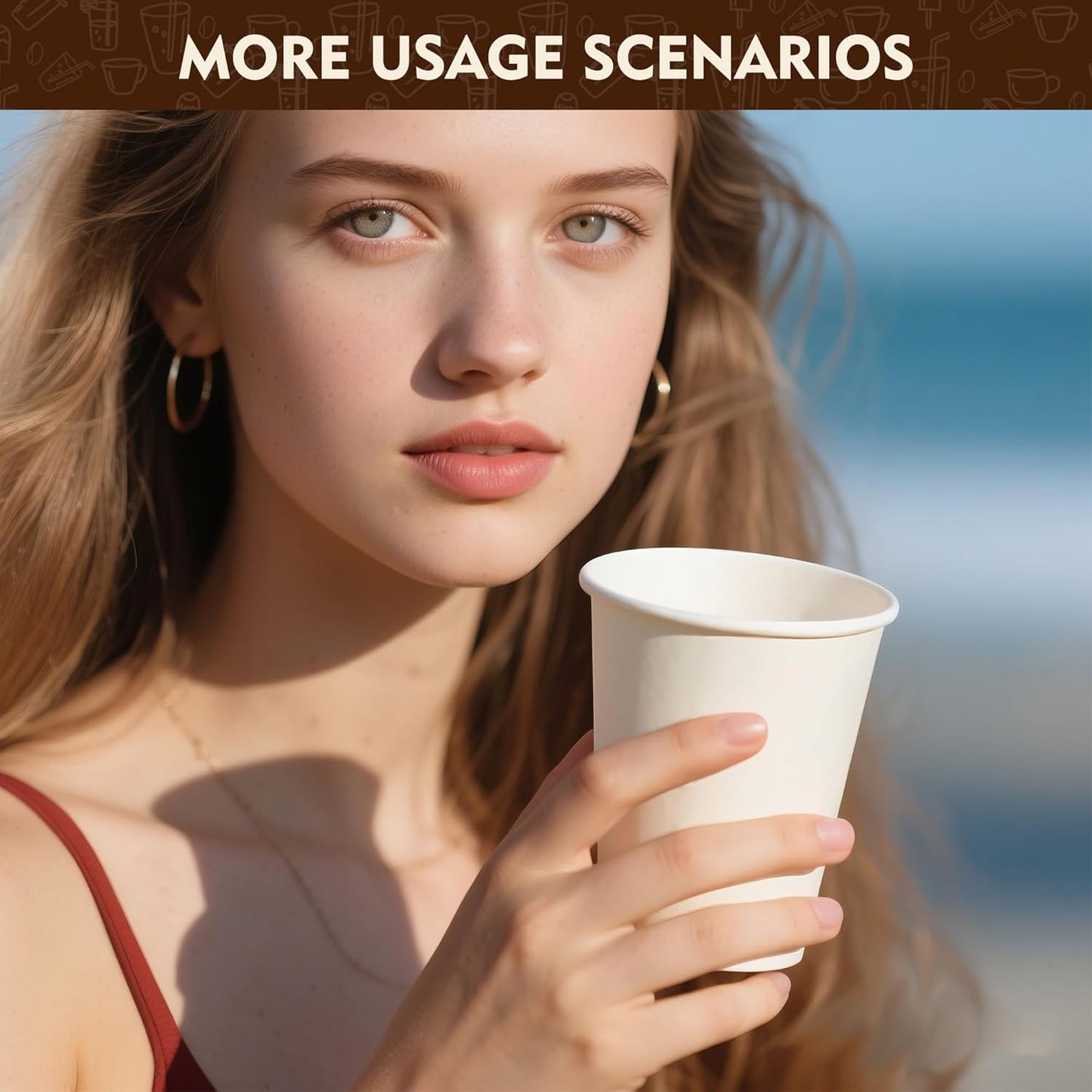 YEEHAW 8 oz 500 Pack Paper Cups, Disposable Coffee Cups, White Hot Cups, Suitable for Hot Drinkings, Perfect for Office, Home and Party Events