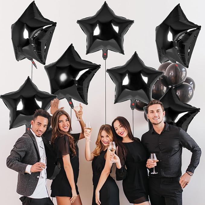 20 Pcs Star Balloons,18 Inch Black Star Foil Balloons,Stars Shaped Balloon Mylar Helium Balloon for Birthday Party Anniversary Wedding Baby Shower Decorations (Black)