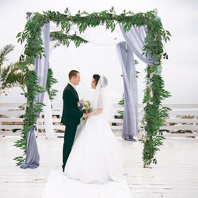 RECUTMS 4Pcs Artificial Willow Leaves Vine Twigs 5.7Ft Silk Willows Leaf Ivy Garland Faux Greenery Ivy Plant Decor for Indoor Outdoor Wedding Jungle Beach Birthday Party Garden Table Spring Summer