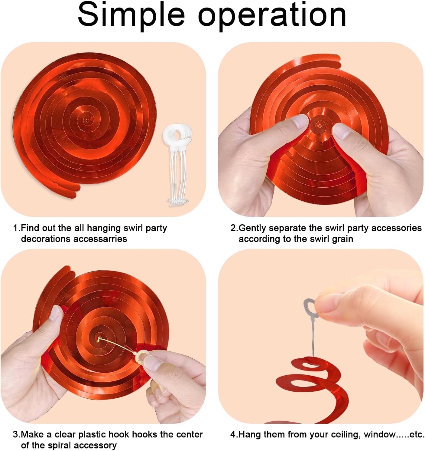 30 Pcs Red Hanging Swirl Party Decorations,Sparkle Red Birthday Ceiling Decorations,Streamers for Wedding Party Anniversary Graduation Christmas (Red)